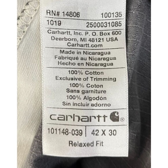 Carhartt Force Cargo Pants Men's 40x27 Gray Relaxed Fit Ripstop Utility Workwear - Picture 6 of 10